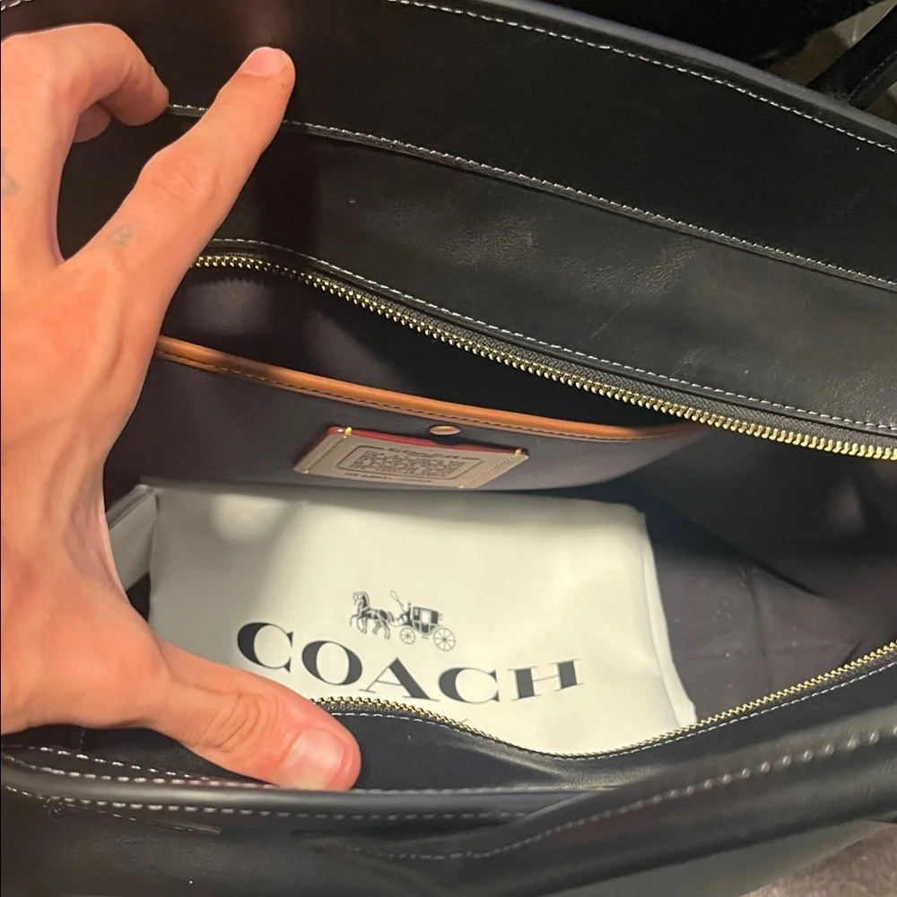 Coach Black/brass Empire Carryall 40 Leather Handbag - Picture 5 of 7
